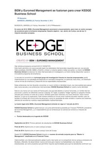 BEM y Euromed Management se fusionan para crear KEDGE Business School