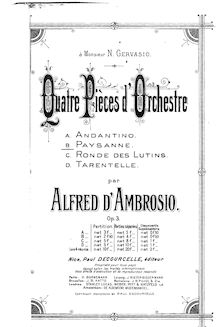 Partition B. Paysanne, 4 Pièces d orchestre, Op.3, D Ambrosio, Alfredo