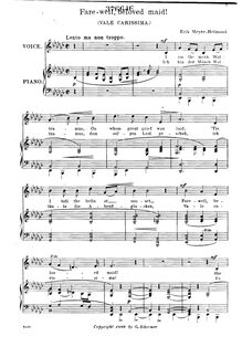 Partition , Vale carissima (E♭ minor), Drei chansons, Meyer-Helmund, Erik