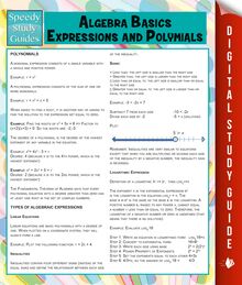 Algebra Basics, Expressions and Polymials (Speedy Study Guide)
