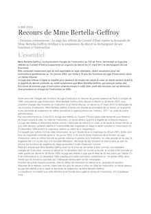 Communiqué de presse sur l ordonnance du Conseil d Etat du 3 mai 2013 portant sur la demande de suspension de décharge de la juge Marie-Odile Bertella-Geffroy dans le dossier sur l amiante.