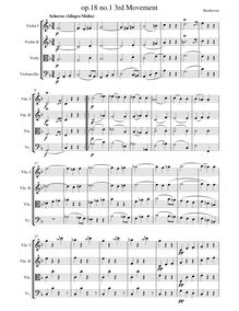 Partition , Scherzo (Allegro molto), corde quatuor No.1, Op.18/1