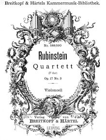 Partition violoncelle, corde quatuor, Op.17 No.3, Rubinstein, Anton