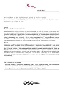 Population et environnement dans le monde aride - article ; n°1 ; vol.16, pg 13-22