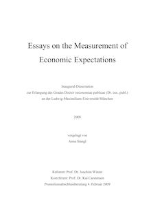 Essays on the measurement of economic expectations [Elektronische Ressource] / vorgelegt von Anna Stangl