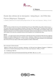 Etude des crânes de la nécropole « talayotique » de S'illot des Porros (Majorque, Espagne) - article ; n°3 ; vol.5, pg 179-197
