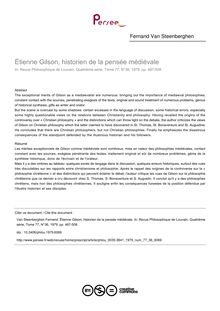 Étienne Gilson, historien de la pensée médiévale - article ; n°36 ; vol.77, pg 487-508