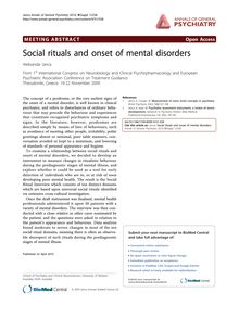 Social rituals and onset of mental disorders