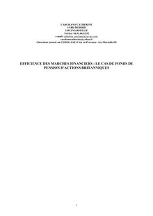 EFFICIENCE DES MARCHES FINANCIERS : LE CAS DE FONDS DE ...