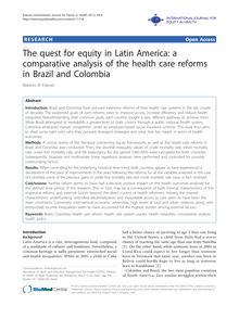 The quest for equity in Latin America: a comparative analysis of the health care reforms in Brazil and Colombia