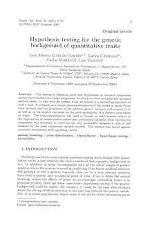 Hypothesis testing for the genetic background of quantitative traits