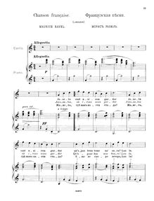 Partition , Chanson française, Chants populaires, Ravel, Maurice
