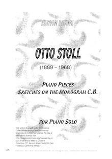 Partition complète, Four Piano pièces & sketches on pour Monogram C.B.