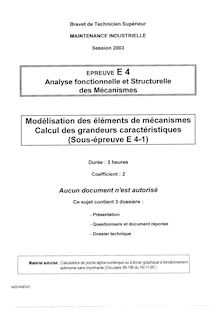 Analyse fonctionnelle et structurelle 2003 BTS Maintenance industrielle