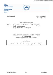 Décision de confirmation des charges contre Laurent Gbagbo (Anglais)
