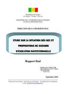 Rapport final d  etude sur la situation et l évolution  institutionnelle des GEC