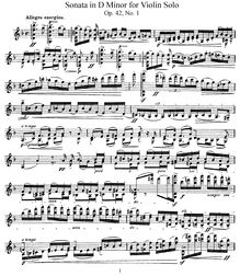 Partition Sonata No.1 en D minor, 4 violon Solo sonates, Reger, Max par Max Reger