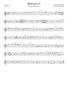 Partition ténor viole de gambe 2, octave aigu clef, Madrigali a Cinque Voci [Libro secondo]