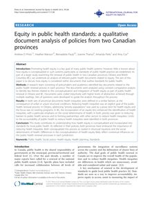 Equity in public health standards: a qualitative document analysis of policies from two Canadian provinces