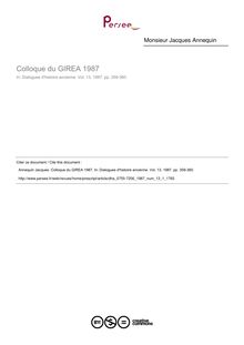 Colloque du GIREA 1987  ; n°1 ; vol.13, pg 359-360