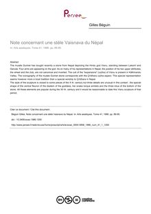 Note concernant une stèle Vaisnava du Népal - article ; n°1 ; vol.41, pg 89-95