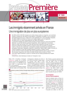 Rapport de l INSEE - Les immigrés récemment arrivés en France : Une immigration de plus en plus européenne