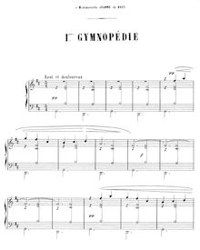 Partition complète, : Trois Gymnopédies, Satie, Erik