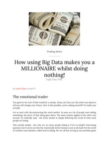 How using Big Data makes you a MILLIONAIRE whilst doing nothing