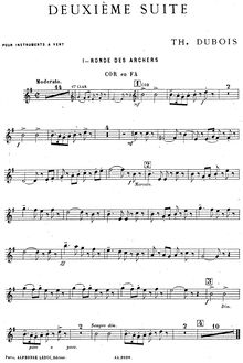 Partition cor,  No.2 pour vent Instruments, 2e Suite pour instruments à vent
