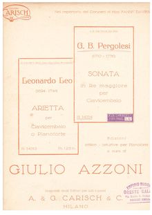 Partition complète, Sonata en D major, D major, Pergolesi, Giovanni Battista