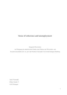 Sense of coherence and unemployment [Elektronische Ressource] / Jaana Vastamäki