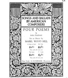 Partition , pour Look, 4 poèmes by Sara Teasdale, Hill, Mabel Wood