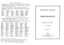 Partition parties complètes, corde quatuor No.2, F major, Rheinberger, Josef Gabriel
