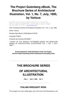 The Brochure Series of Architectural Illustration, Volume 01, No. 07, July, 1895 - Italian Wrought Iron