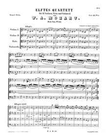 Partition complète, corde quatuor No.11, E♭ major, Mozart, Wolfgang Amadeus par Wolfgang Amadeus Mozart