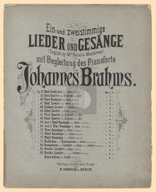 Partition complète, 6 chansons, Brahms, Johannes par Johannes Brahms