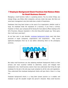 7 Employee Background Check Practices that Reduce Risks for Small Business Owners!