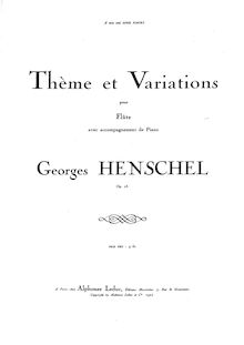 Partition flûte et partition de piano, Theme et Variations, Op.73