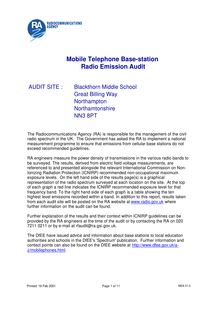 Mobile Phone Base-station audit for Blackthorn Middle School