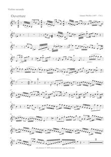 Partition violons II, Ouverture en G major pour 2 flûtes, basson et cordes