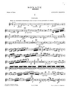 Partition de violon, violon Sonata, G major, Chapuis, Auguste