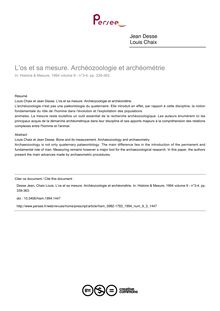 L’os et sa mesure. Archéozoologie et archéométrie - article ; n°3 ; vol.9, pg 339-363