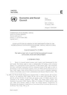 UN Right to Water - General Comment No15