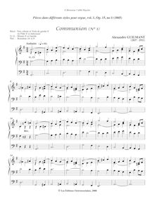 Partition , Communion No.1, Pièces dans différents styles, Opp.15-20, 24-25, 33, 40, 44-45, 69-72, 74-75