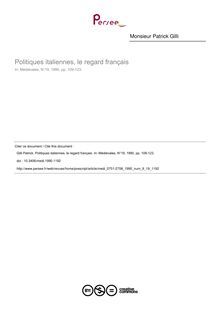 Politiques italiennes, le regard français - article ; n°19 ; vol.9, pg 109-123