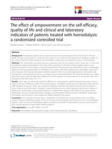 The effect of empowerment on the self-efficacy, quality of life and clinical and laboratory indicators of patients treated with hemodialysis: a randomized controlled trial