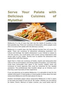 Serve Your Palate with Delicious Cuisines of Mylothai
