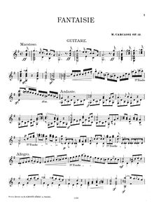 Partition complète, Fantaisie des plus jolis airs de  Robin des Bois , Op.19 par Matteo Carcassi
