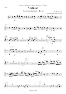 Partition hautbois 1/2, Exsultate, jubilate, F major, Mozart, Wolfgang Amadeus