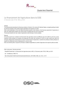 Le financement de l agriculture dans la CEE - article ; n°1 ; vol.164, pg 45-51